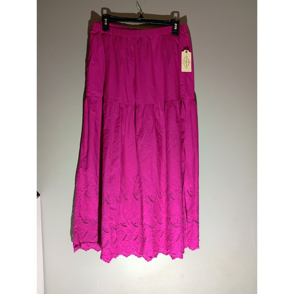 St. John's Bay Women's Pink Fuchsia  Maxi Skirt‎ Size Large